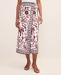 Weekend Palm Tree Print Sarong Midi Skirt in Linen Blend carousel Product Image 2