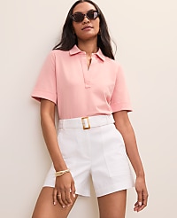 Weekend Split Neck Polo Top carousel Product Image 1