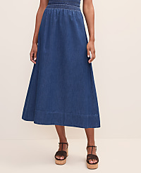 Petite Weekend Easy Fit Denim Midi Skirt carousel Product Image 2