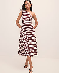 Weekend Striped One-Shoulder Midi Dress carousel Product Image 1