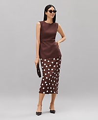 Petite Polka Dot Midi Pencil Skirt in Linen Blend carousel Product Image 5