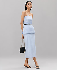 The Petite Clean Midi Skirt in Linen Blend carousel Product Image 6