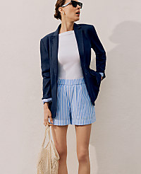 Petite Weekend Elastic Waist Single Button Blazer in Linen Blend carousel Product Image 3