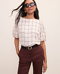 Petite Windowpane Boatneck Popover carousel Product Image 1