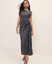 Polka Dot Maxi Dress in Satin carousel Product Image 1
