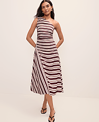 Petite Weekend Striped One-Shoulder Midi Dress carousel Product Image 1