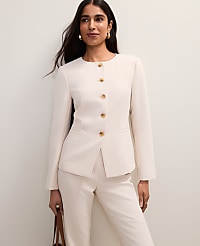 Petite Split Hem Jacket in Fluid Crepe carousel Product Image 1