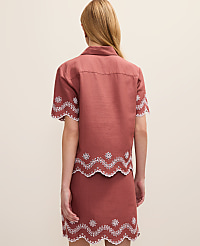 Eyelet Collared Blouse in Linen Blend carousel Product Image 2