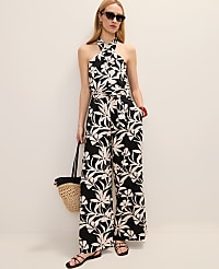 The Wide-Leg Paperbag Pant in Floral Linen Blend carousel Product Image 1