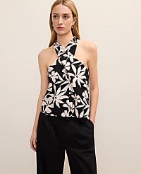 Floral Twist Halter Top in Linen Blend carousel Product Image 1