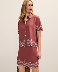 Eyelet Collared Blouse in Linen Blend carousel Product Image 1