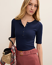 Pointelle Henley Tee carousel Product Image 1