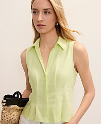 Sleeveless Flare Shirt in Linen Blend carousel Product Image 1
