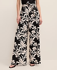 The Petite Wide-Leg Paperbag Pant in Floral Linen Blend carousel Product Image 2