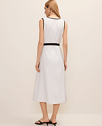 Petite Belted Midi Dress in Linen Blend carousel Product Image 2