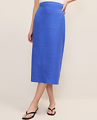 The Petite Clean Midi Skirt in Linen carousel Product Image 2