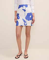 Petite Floral A-Line Skirt in Linen carousel Product Image 2