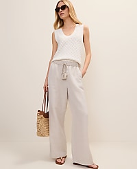 Petite Weekend Easy Fit Wide-Leg Pant in Linen Blend carousel Product Image 1