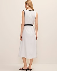 Belted Midi Dress in Linen Blend carousel Product Image 2