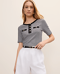 Contrast Trim Henley Top carousel Product Image 1