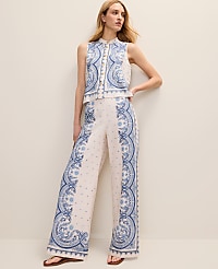 Weekend Easy Wide-Leg Pant in Paisley Linen Blend carousel Product Image 1