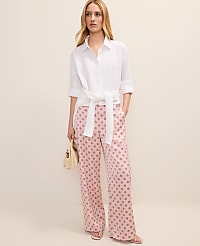 The Side Zip Wide-Leg Pant in Geo Satin carousel Product Image 4
