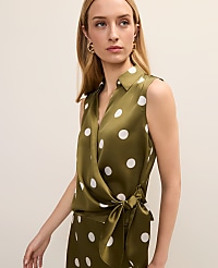 Dotted Tie Waist Blouse carousel Product Image 3