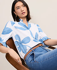 Petite Floral Ruffle Collar Shirt carousel Product Image 3