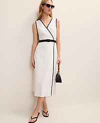 Belted Midi Dress in Linen Blend carousel Product Image 1