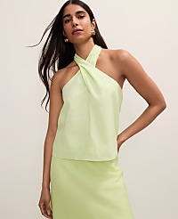 Twist Halter Top in Linen Blend carousel Product Image 1