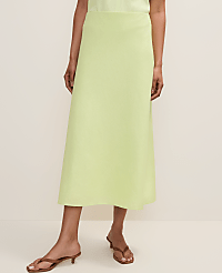 Bias Midi Slip Skirt in Linen Blend carousel Product Image 2