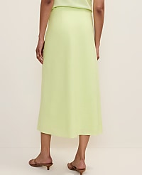 Bias Midi Slip Skirt in Linen Blend carousel Product Image 3