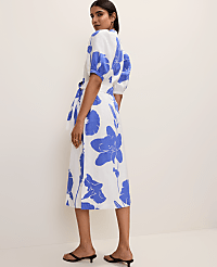 Floral Puff Sleeve Midi Dress in Linen carousel Product Image 2