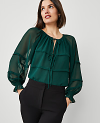 Tie Neck Ruffle Blouse carousel Product Image 1