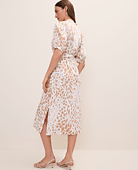 Petite Animal Print Puff Sleeve Midi Dress carousel Product Image 2