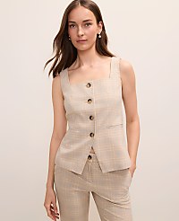 The Petite Square Neck Tailored Vest in Plaid carousel Product Image 1