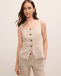 The Square Neck Tailored Vest in Plaid carousel Product Image 1