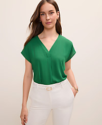 Mixed Media Pleat Front Top carousel Product Image 1