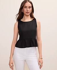 Peplum Top in Linen Blend carousel Product Image 1