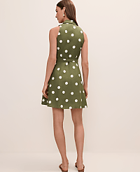 Polka Dot Halter Mini Dress in Linen Blend carousel Product Image 2