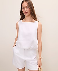 Bubble Hem Top in Linen Blend carousel Product Image 1