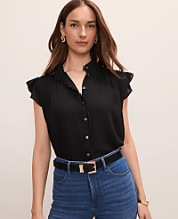 Flutter Sleeve Button Down Blouse carousel Product Image 1