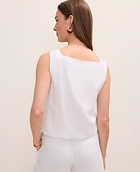 Bubble Hem Top in Linen Blend carousel Product Image 2