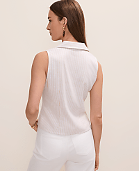 Petite Sleeveless Flare Shirt in Linen Blend carousel Product Image 2
