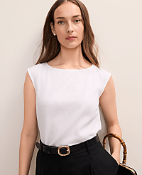 Boatneck Top in Linen Blend carousel Product Image 1