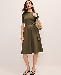 Mixed Media Flare Midi Dress carousel Product Image 1