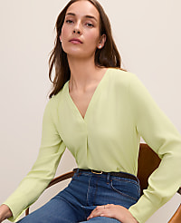Mixed Media Pleat Front Top carousel Product Image 1