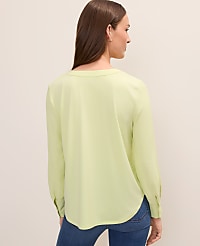 Mixed Media Pleat Front Top carousel Product Image 2
