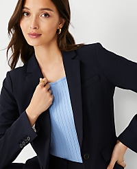 The Tall One-Button Blazer in Seasonless Stretch carousel Product Image 3