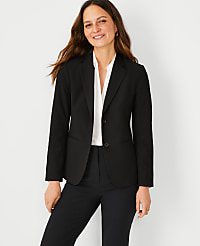 The Petite Long Two Button Blazer in Seasonless Stretch carousel Product Image 2